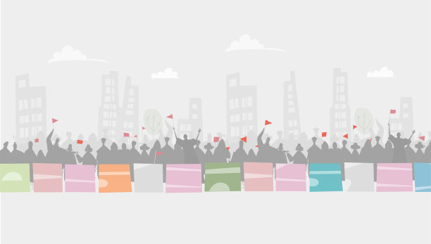 大城市里欢呼的人群。你的广告文本的背景图片下载