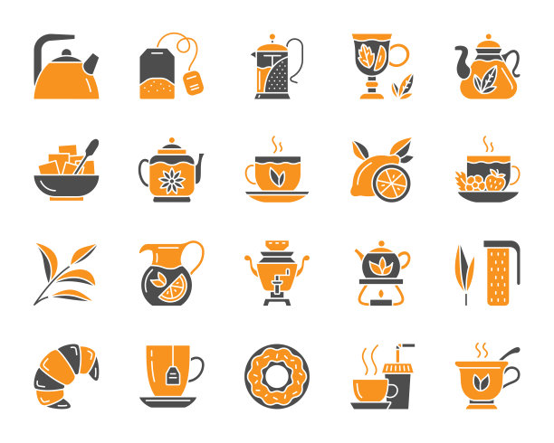 简单的茶色平面图标矢量集图片下载