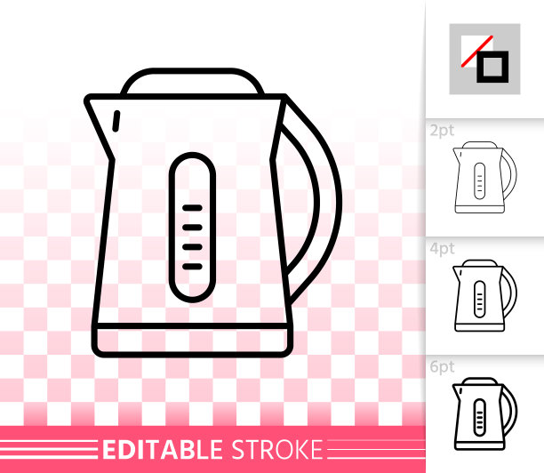 电水壶简单的黑色矢量线图标图片下载