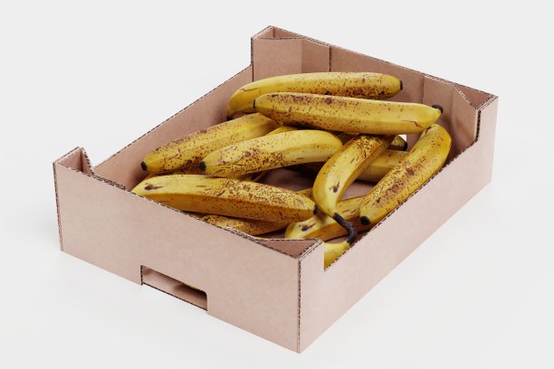 现实的3D渲染香蕉在盒子图片下载