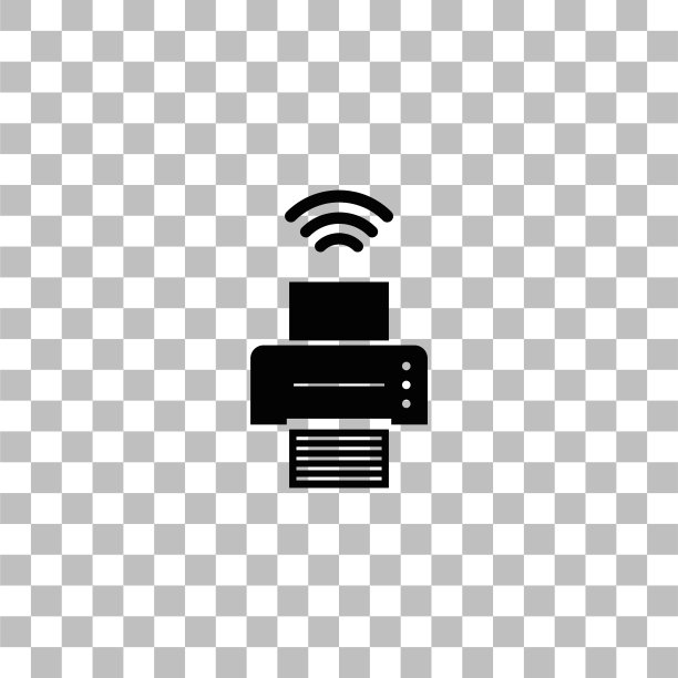 具有无线网络连接图标的打印机（扁平风格）图片下载