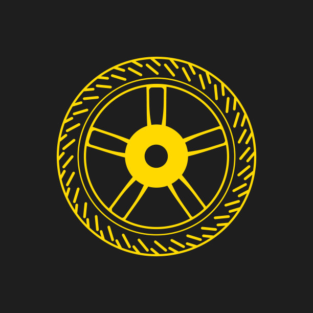 金色汽车轮胎轮廓图标-矢量图片下载