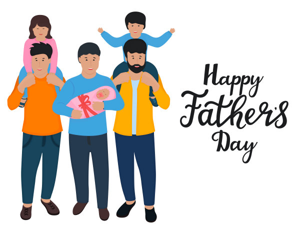 爸爸带着孩子。父亲节贺卡。一个抱着新生儿的男人。图片下载