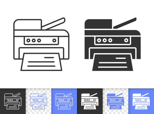 打印机简单的黑线矢量图标图片下载