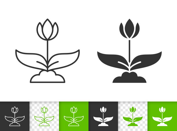 花简单的黑线矢量图标图片下载