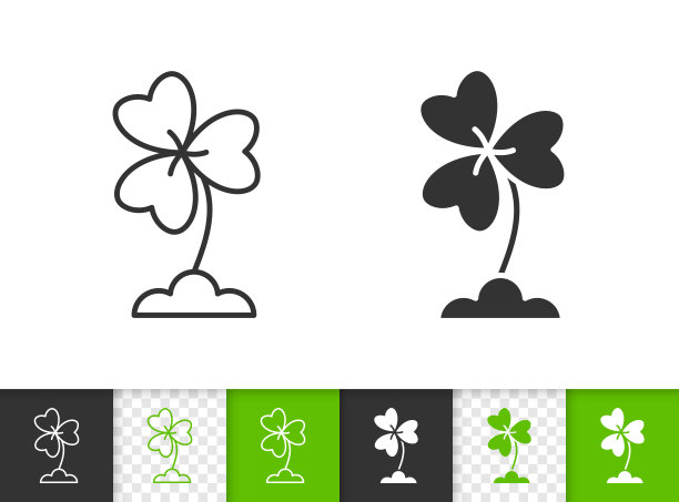 简单的三叶草黑线矢量图标图片下载