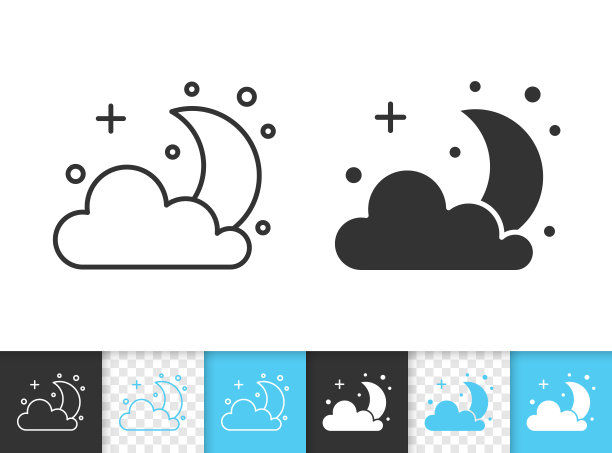 新月简单的黑线矢量图标图片下载