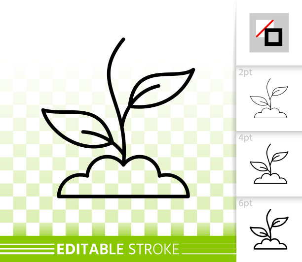 绿草简单的黑线矢量图标图片下载