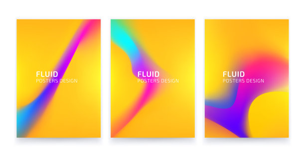 夏季流体海报套装图片下载