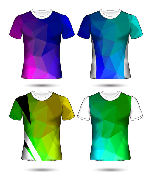 t恤模板抽象几何集合不同颜色多边形马赛克图片下载