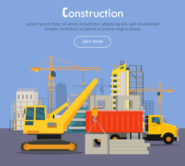 Construcrtion。在平面风格中建立横幅概念。图片下载
