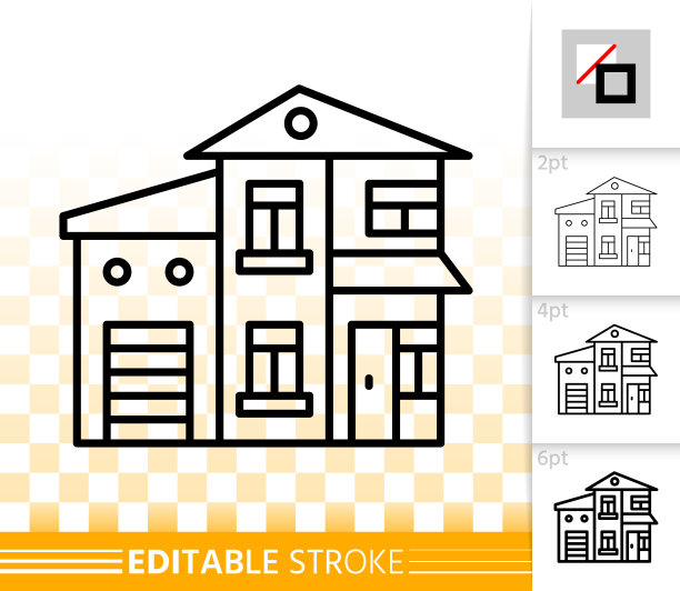房子简单的黑色线家外部向量图标图片下载