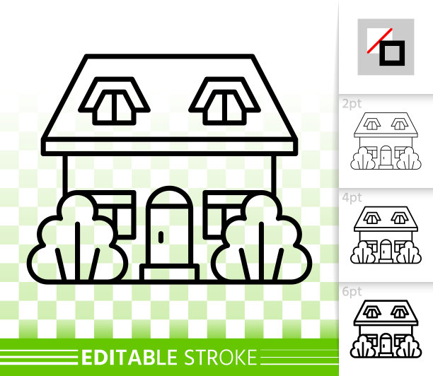 房子简单的黑色线家外部向量图标图片下载