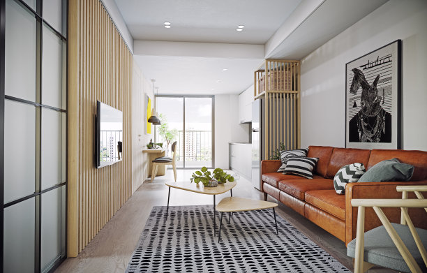 现代公寓室内设计。图片下载