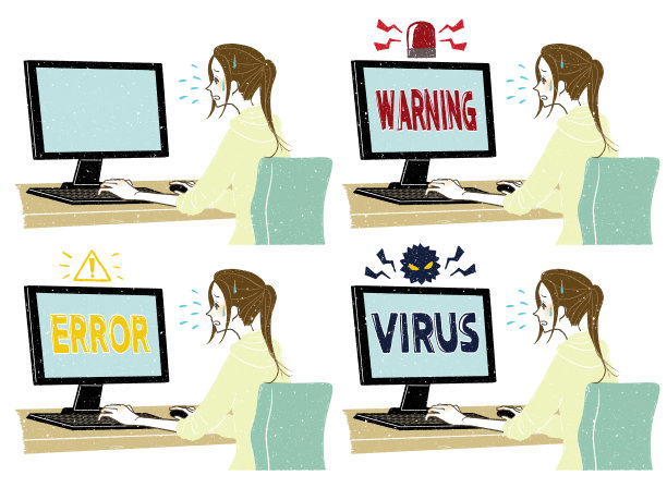 一个女人在操作电脑时遇到了麻烦图片下载