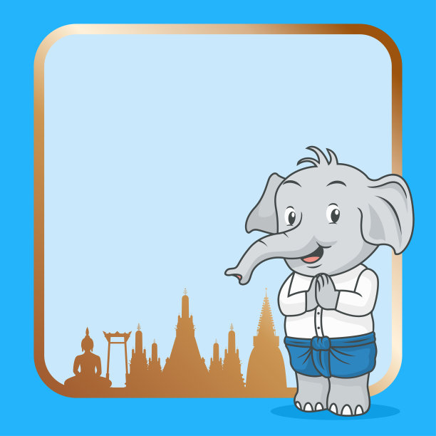 卡通大象在传统泰国服装图片下载