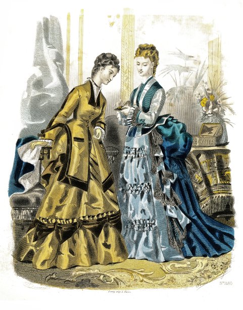 切维奥特连衣裙青铜色-蓝色罗缎连衣裙。优雅时尚1874素材图片