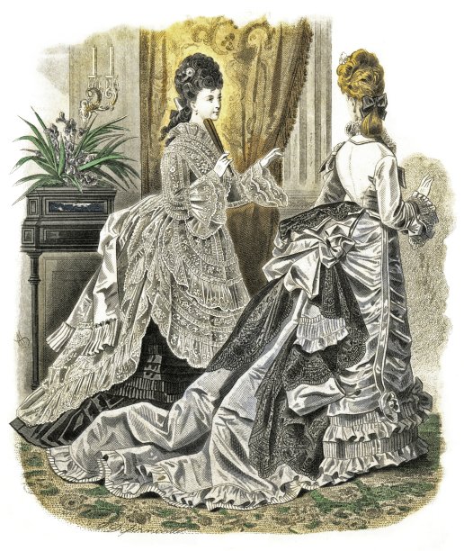 灰色天鹅绒连衣裙-黑色罗缎裙与轻束腰外衣。优雅时尚1874图片下载