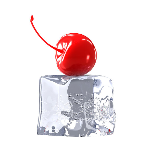 樱桃冰孤立。三维渲染图片下载