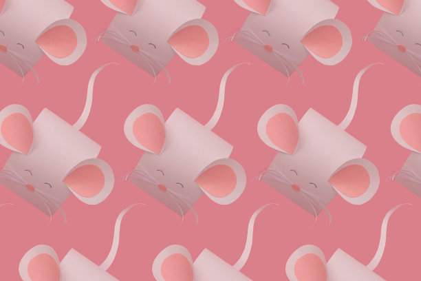 这只鼠标是用粉红色背景的白纸做的。图片下载