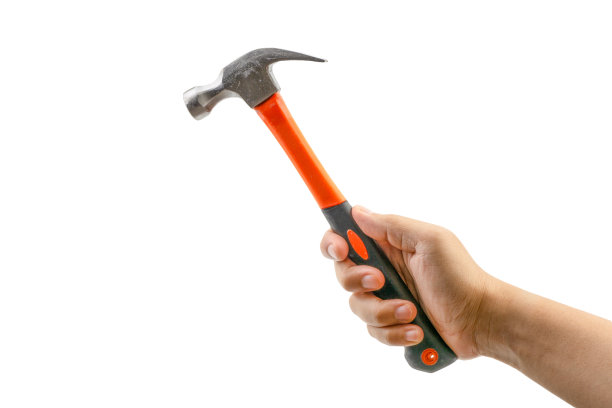 手持锤子隔离白色。图片下载