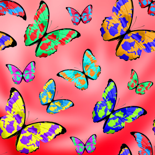 美丽的无缝背景。在粉色的蝴蝶。图片下载