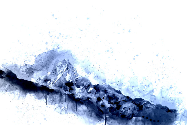 抽象的山峰在蓝色阴影的白色背景图片下载