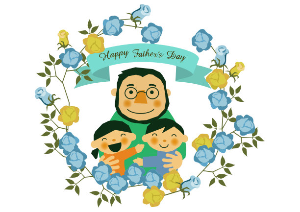 父亲节插图。剪辑艺术。父亲和孩子徽章。图片下载
