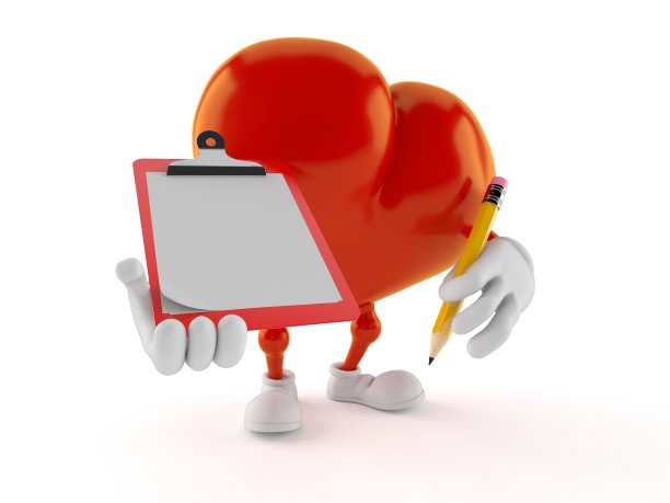 心字符持有剪贴板和铅笔图片下载