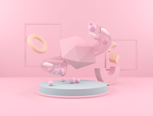 抽象的粉红色几何形状背景。图片下载