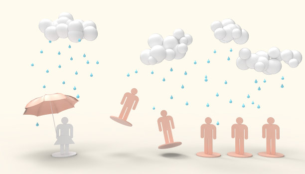 雨云粉红单色和人的象征在lovel排队最小概念现代艺术和黄色背景- 3d渲染图片下载