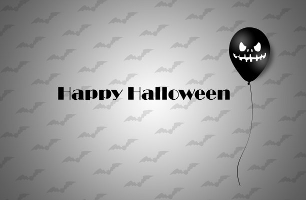 万圣节横幅与万圣节幽灵气球。可怕的空气气球。插图。模式图片下载