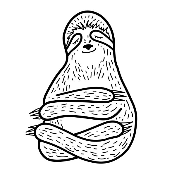 可爱的手绘树懒睡觉和拥抱自己。轮廓涂鸦风格。矢量图图片下载