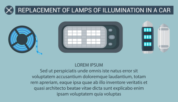汽车电子产品。更换车灯。向量。图片下载
