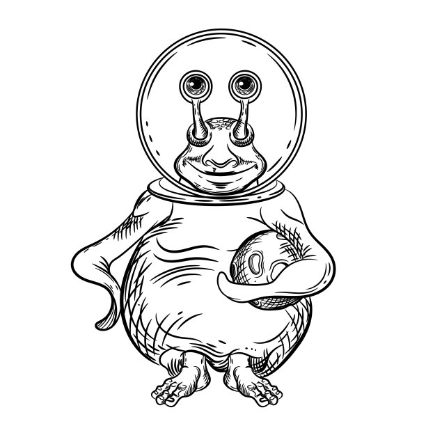 矢量图像的一个外星人与一个行星在他的手图片下载