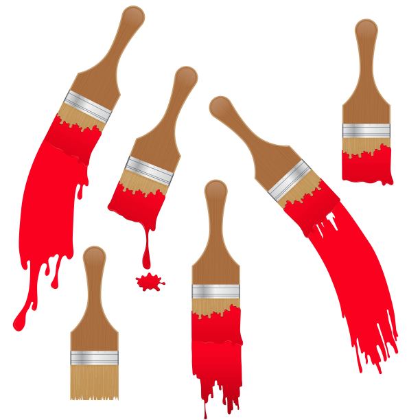 油漆笔刷设置矢量插图孤立的白色背景图片下载