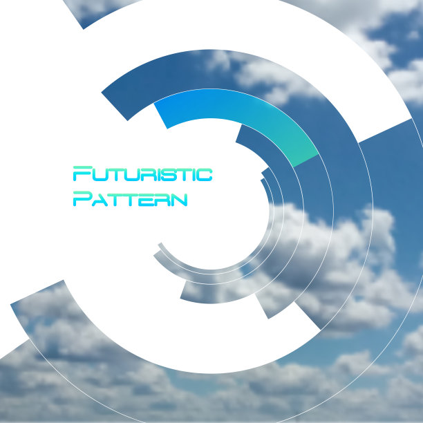 圆形图案，圆形元素形成几何框架的照片与彩色蓝色渐变横幅。未来设计矢量图图片下载