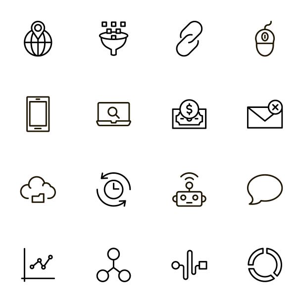 数字营销线图标设置。图片下载