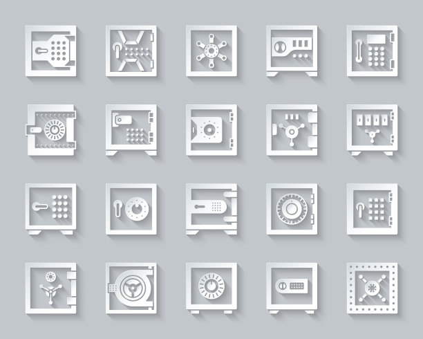 安全银行细胞简单剪纸图标矢量集图片下载