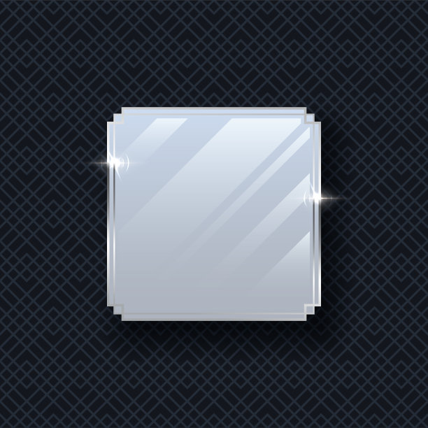 银色化妆镜矢量模型孤立在黑暗的模式背景。图片下载