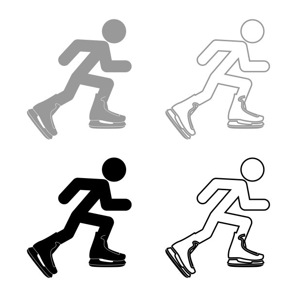 运动员溜冰在溜冰图标设置灰色黑色的颜色图片下载