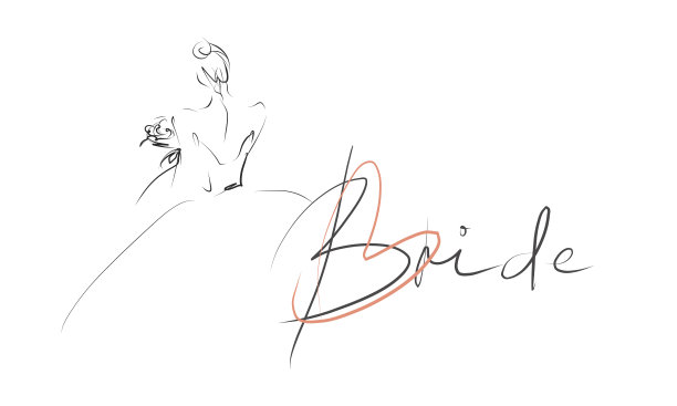 年轻美丽的新娘穿着礼服。手绘时装插图图片下载