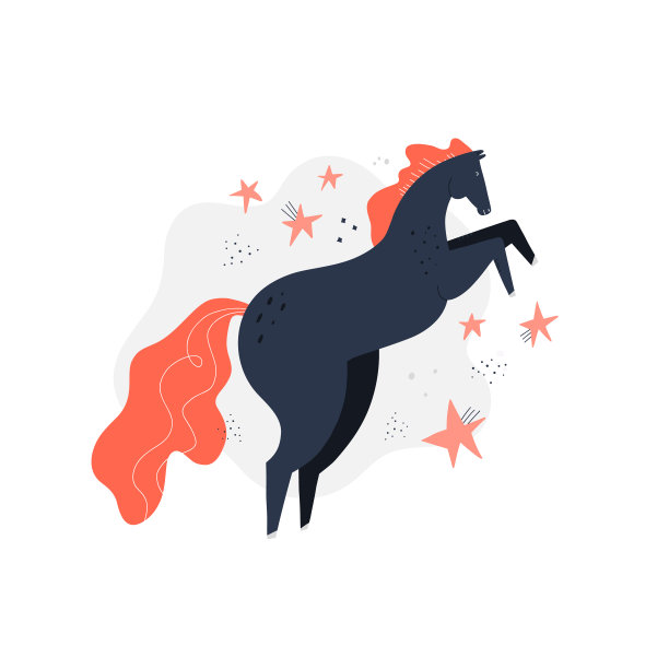 马术运动平面手绘彩色矢量插图图片下载