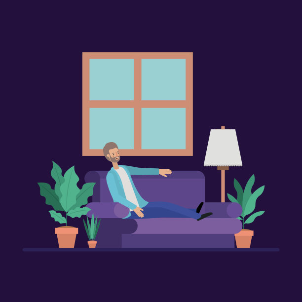 年轻人在客厅里休息图片下载