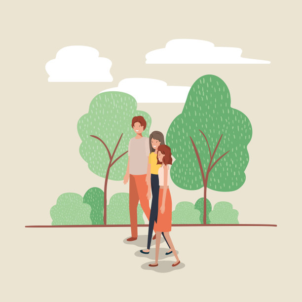 年轻人走在公园里的人物图片下载