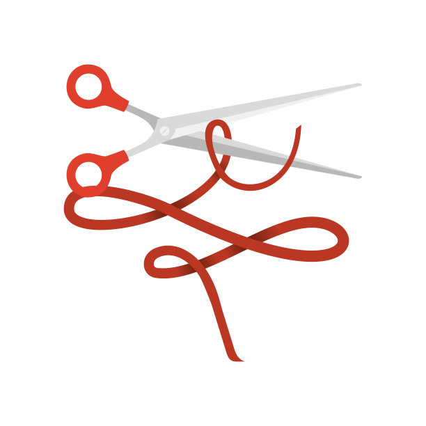 白色背景上的丝带剪刀图片下载