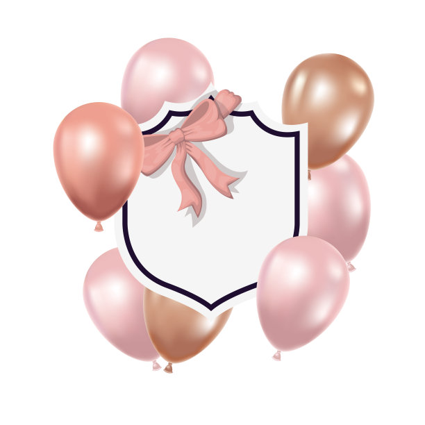 白色背景上有氦气球的框架图片下载