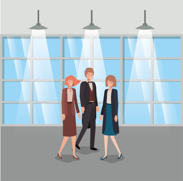 商务人士在楼道办公室图片下载