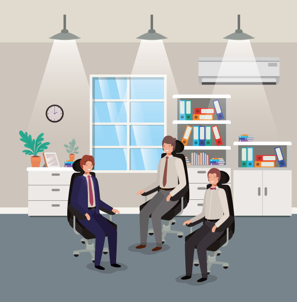 商人坐着的现代办公室图片下载