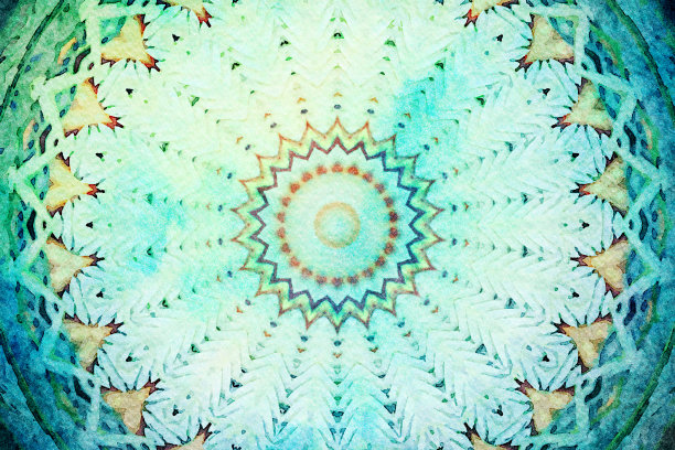 水彩曼荼罗插图图片下载